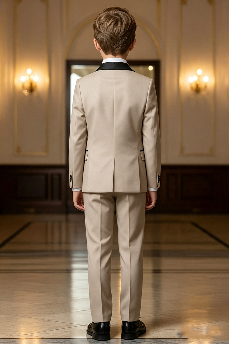 Boys Khaki Shawl Lapel Tuxedo 2-Piece Suit for Wedding