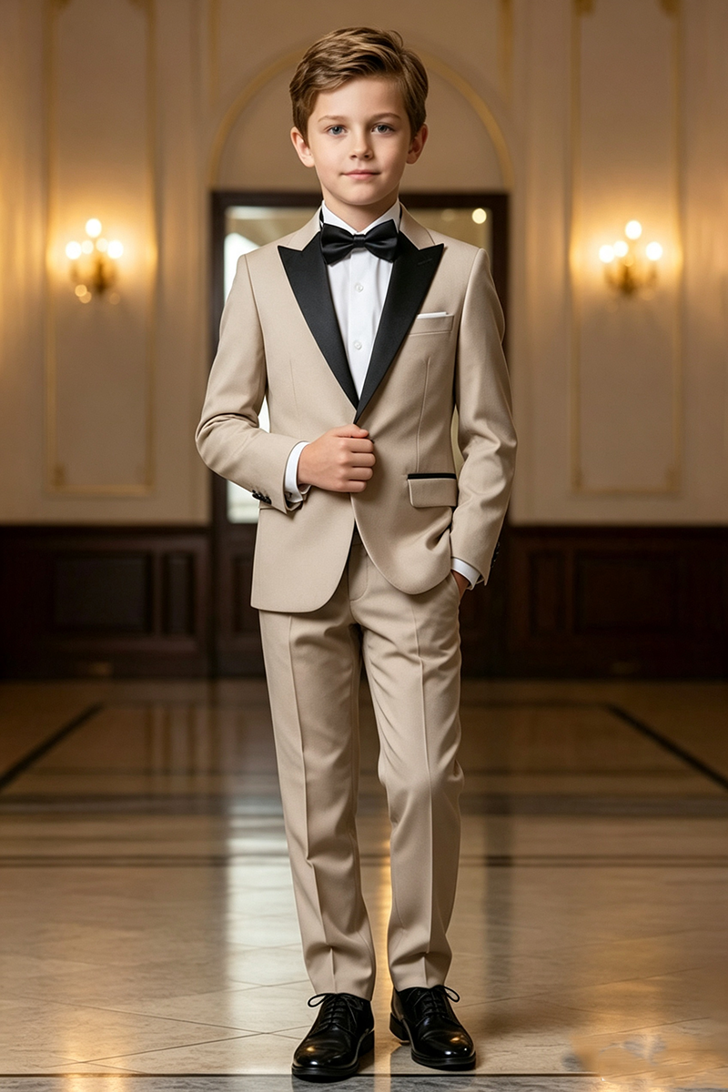 Boys Khaki Shawl Lapel Tuxedo 2-Piece Suit for Wedding