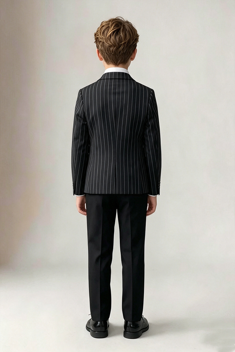 Boys Black Pinstripe 2-Piece Suit for Weddings
