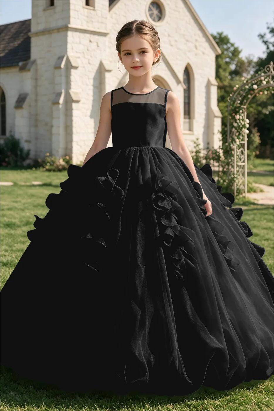 Sky‑Blue Organza Sleeveless Ruffle Bubble Hem A‑Line Formal Dress