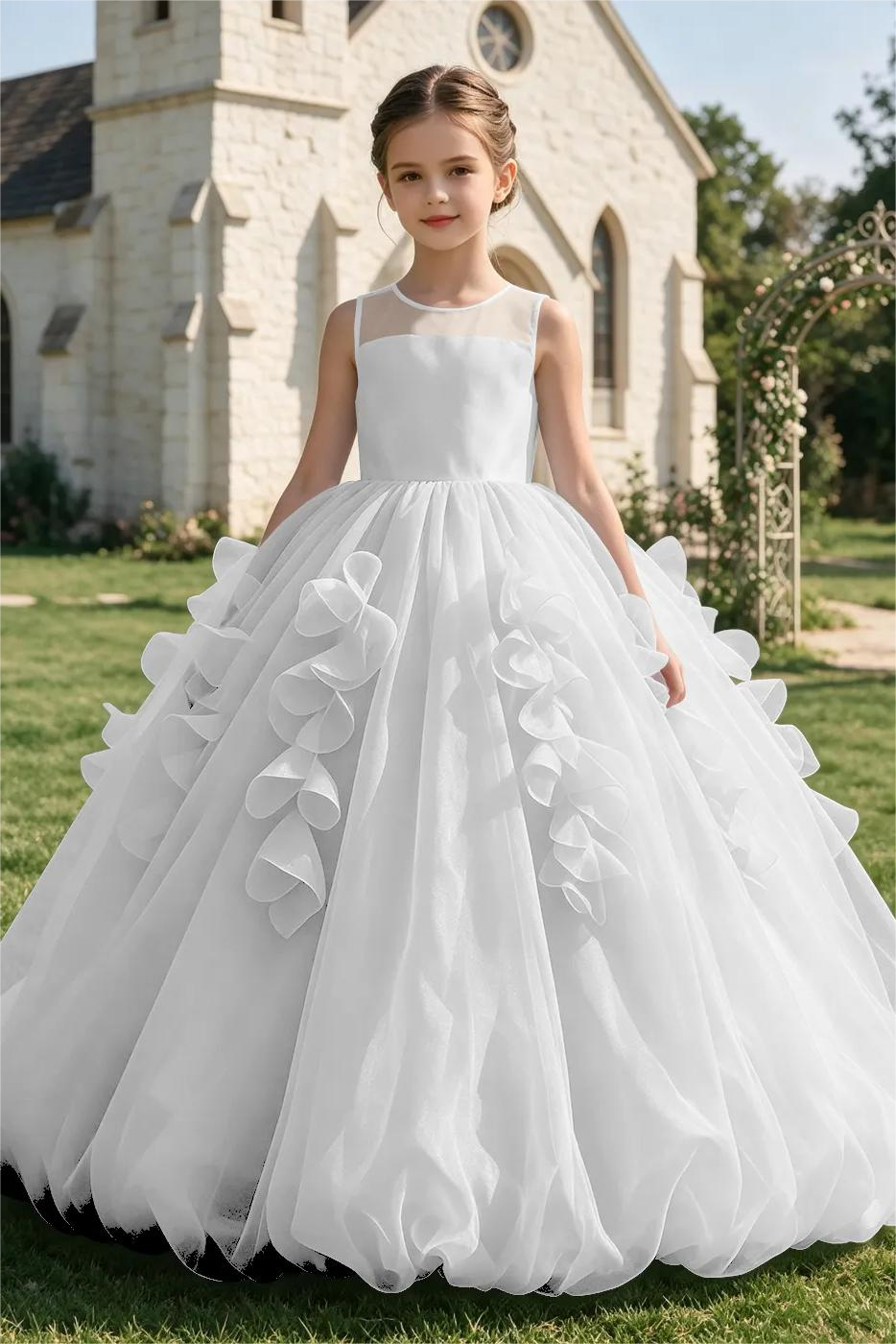 Sky‑Blue Organza Sleeveless Ruffle Bubble Hem A‑Line Formal Dress