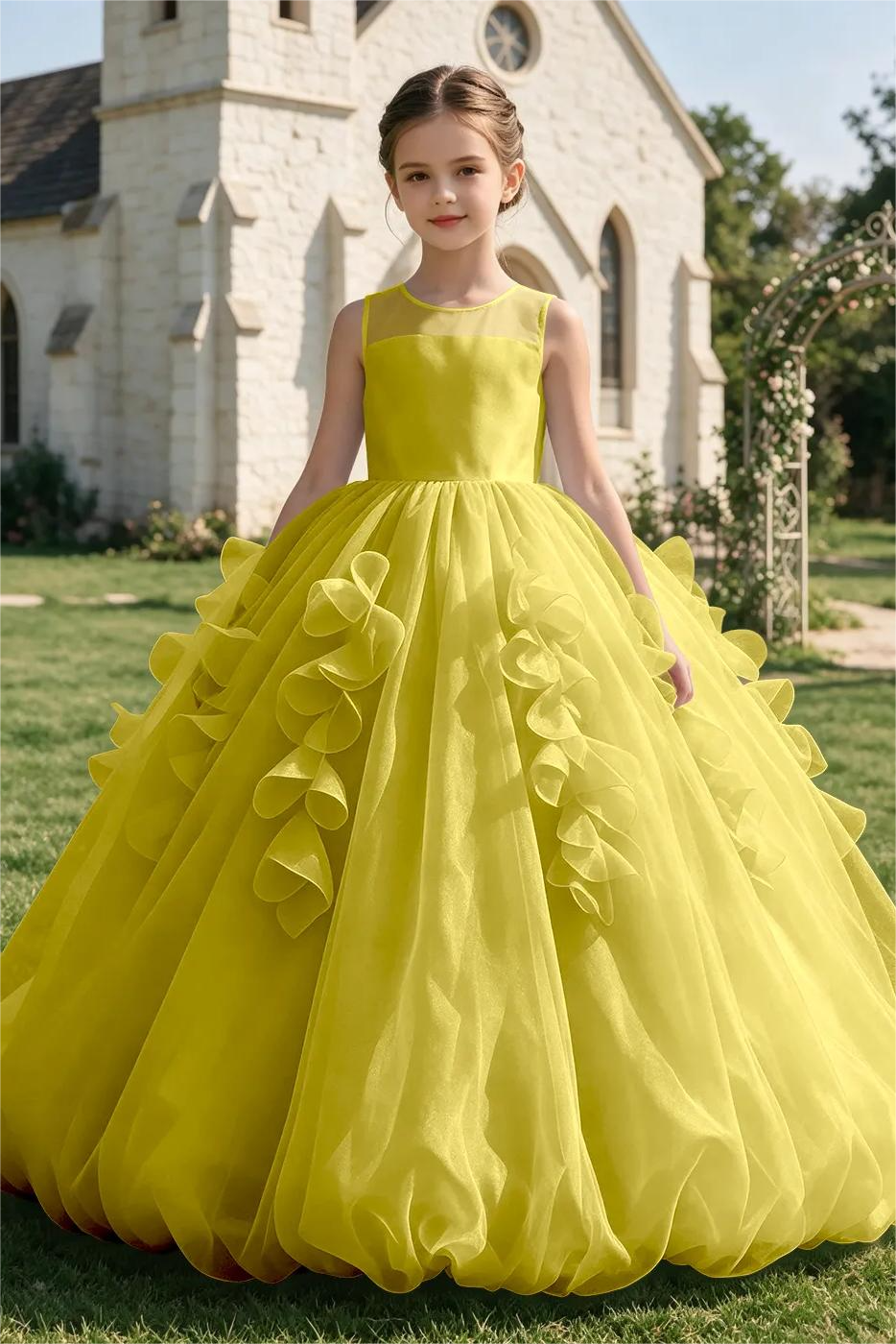 Sky‑Blue Organza Sleeveless Ruffle Bubble Hem A‑Line Formal Dress