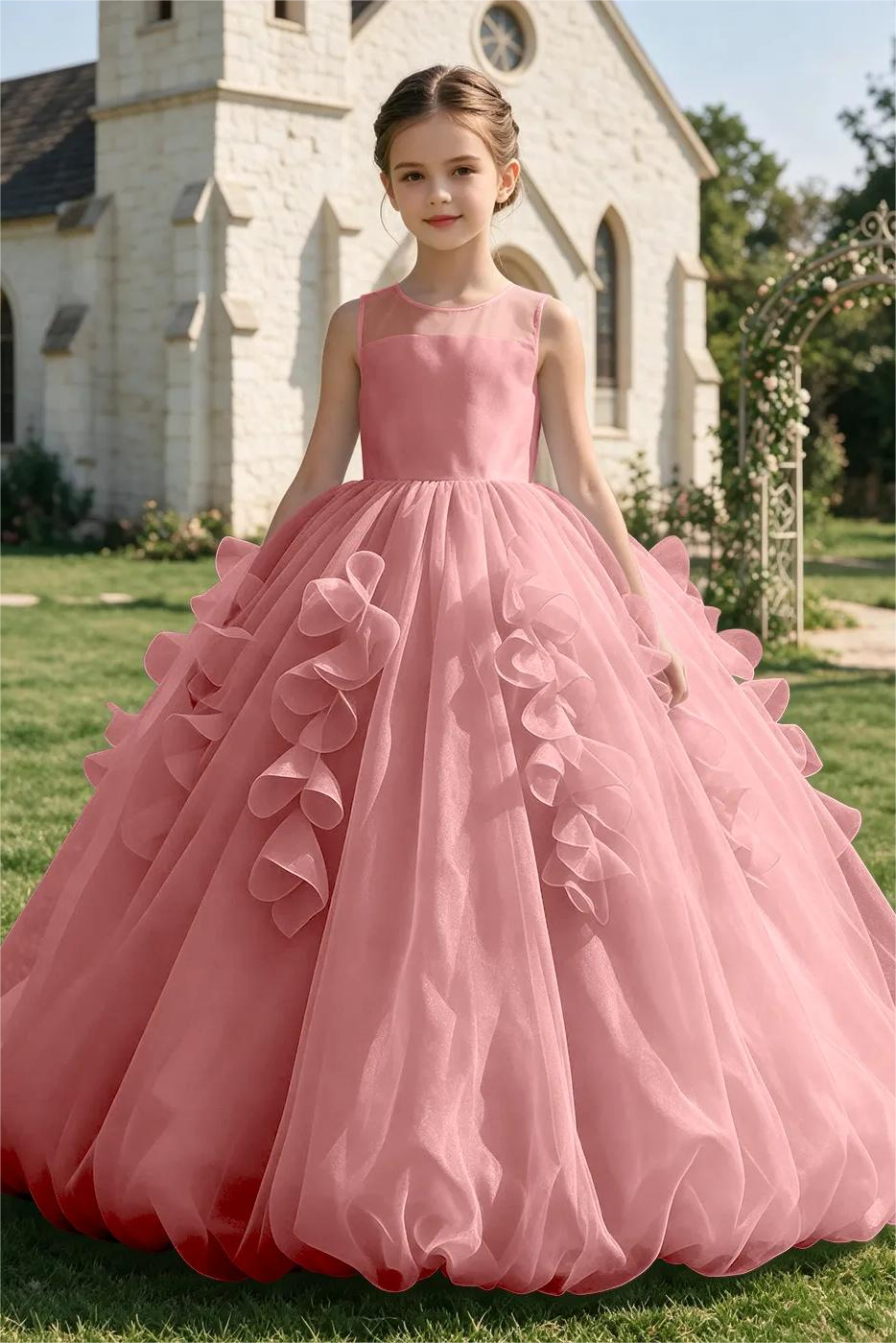 Sky‑Blue Organza Sleeveless Ruffle Bubble Hem A‑Line Formal Dress