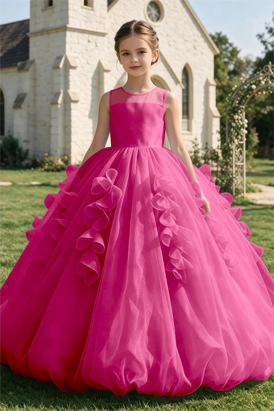 Sky‑Blue Organza Sleeveless Ruffle Bubble Hem A‑Line Formal Dress