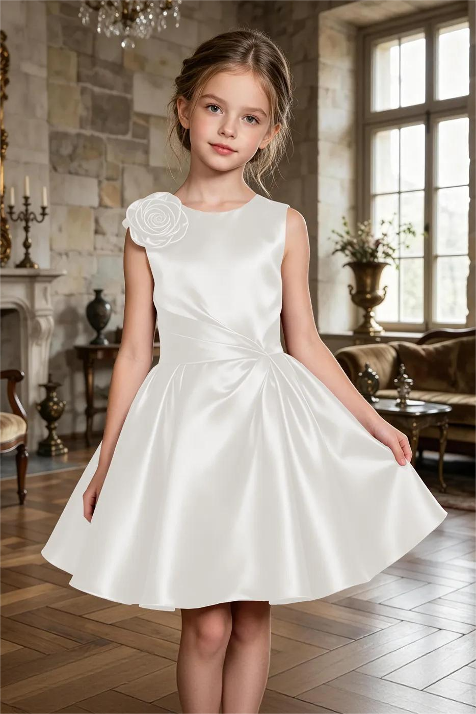 Burgundy Sleeveless Satin 3D Rose Applique A‑Line Formal Dress