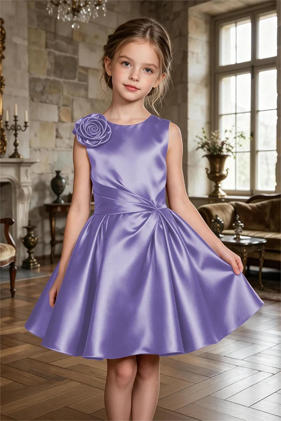 Burgundy Sleeveless Satin 3D Rose Applique A‑Line Formal Dress