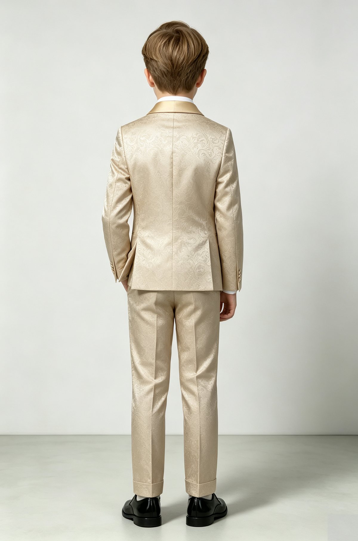 Champagne Satin Jacquard Single?Breasted Formal Tuxedo 2?Piece Suit