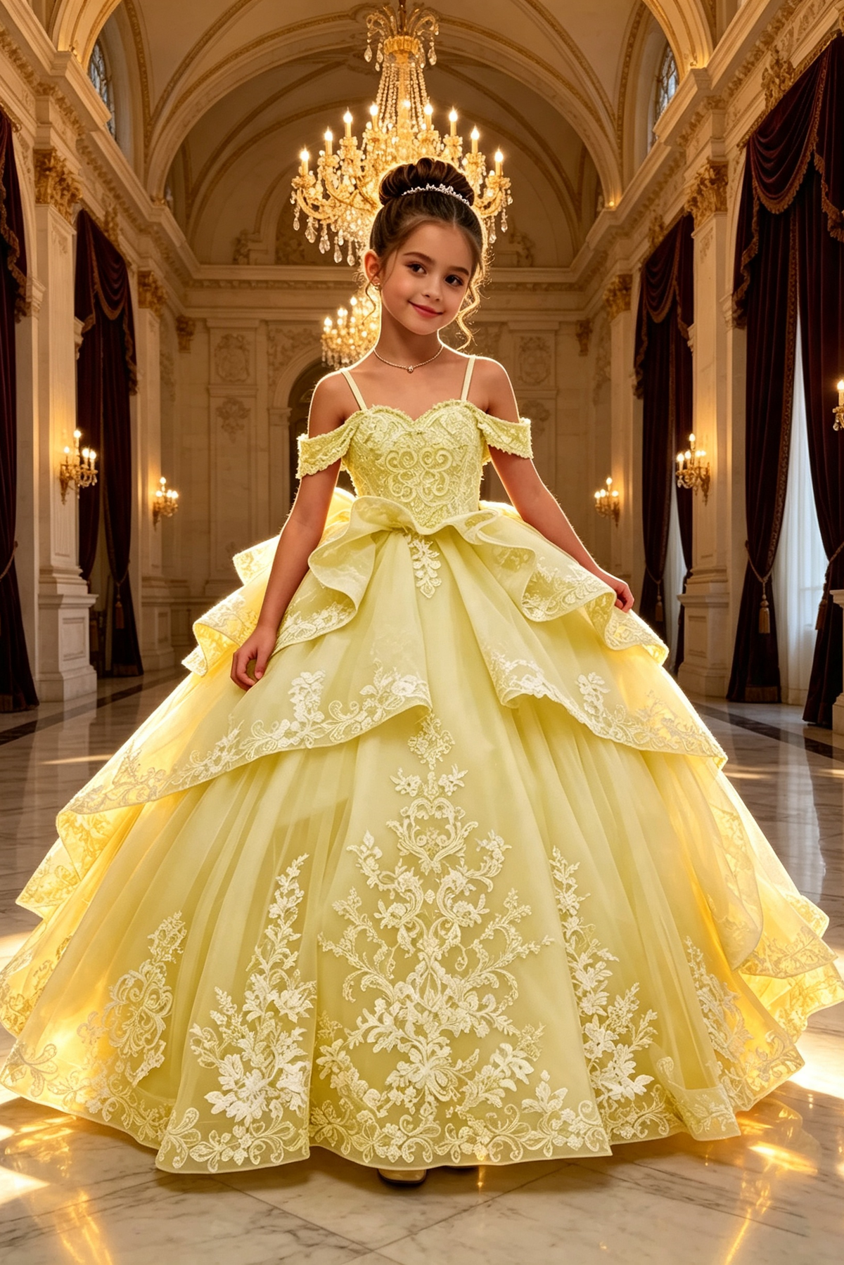 Deep Pink Heavy Lace Embroidery Off‑the‑Shoulder A‑Line Princess Formal Dress