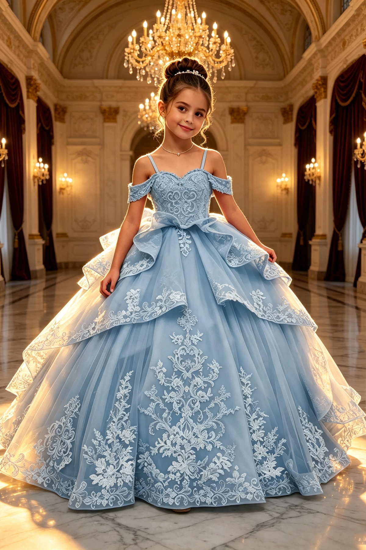 Deep Pink Heavy Lace Embroidery Off‑the‑Shoulder A‑Line Princess Formal Dress