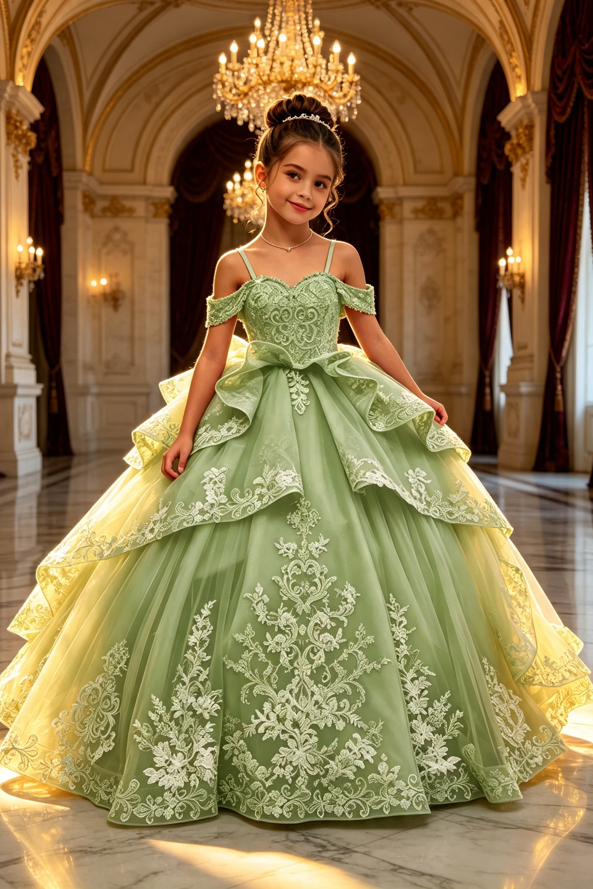 Deep Pink Heavy Lace Embroidery Off‑the‑Shoulder A‑Line Princess Formal Dress