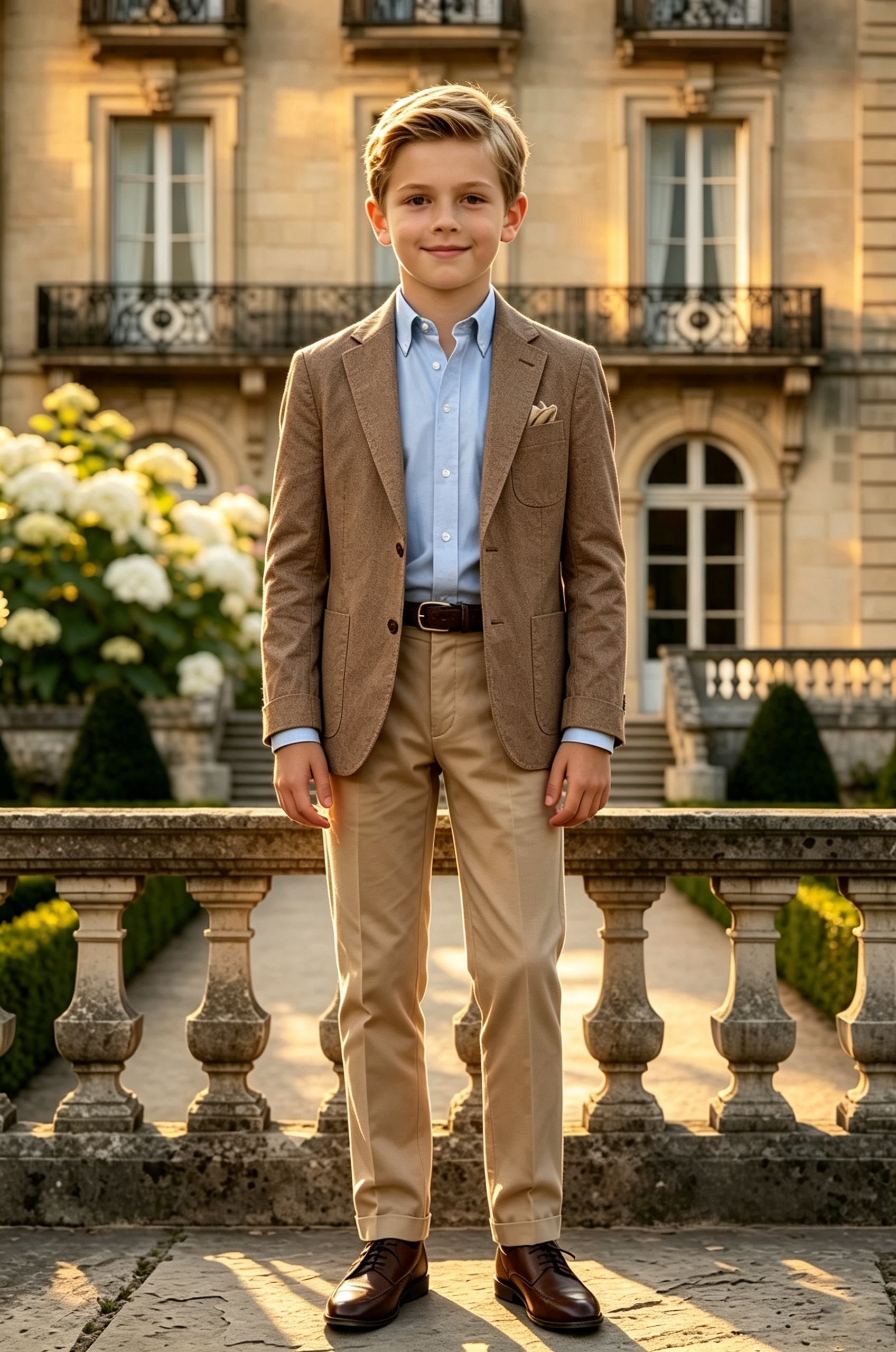 Brown & Khaki Cotton?Linen Blend Single?Breasted 2?Piece Suit Set