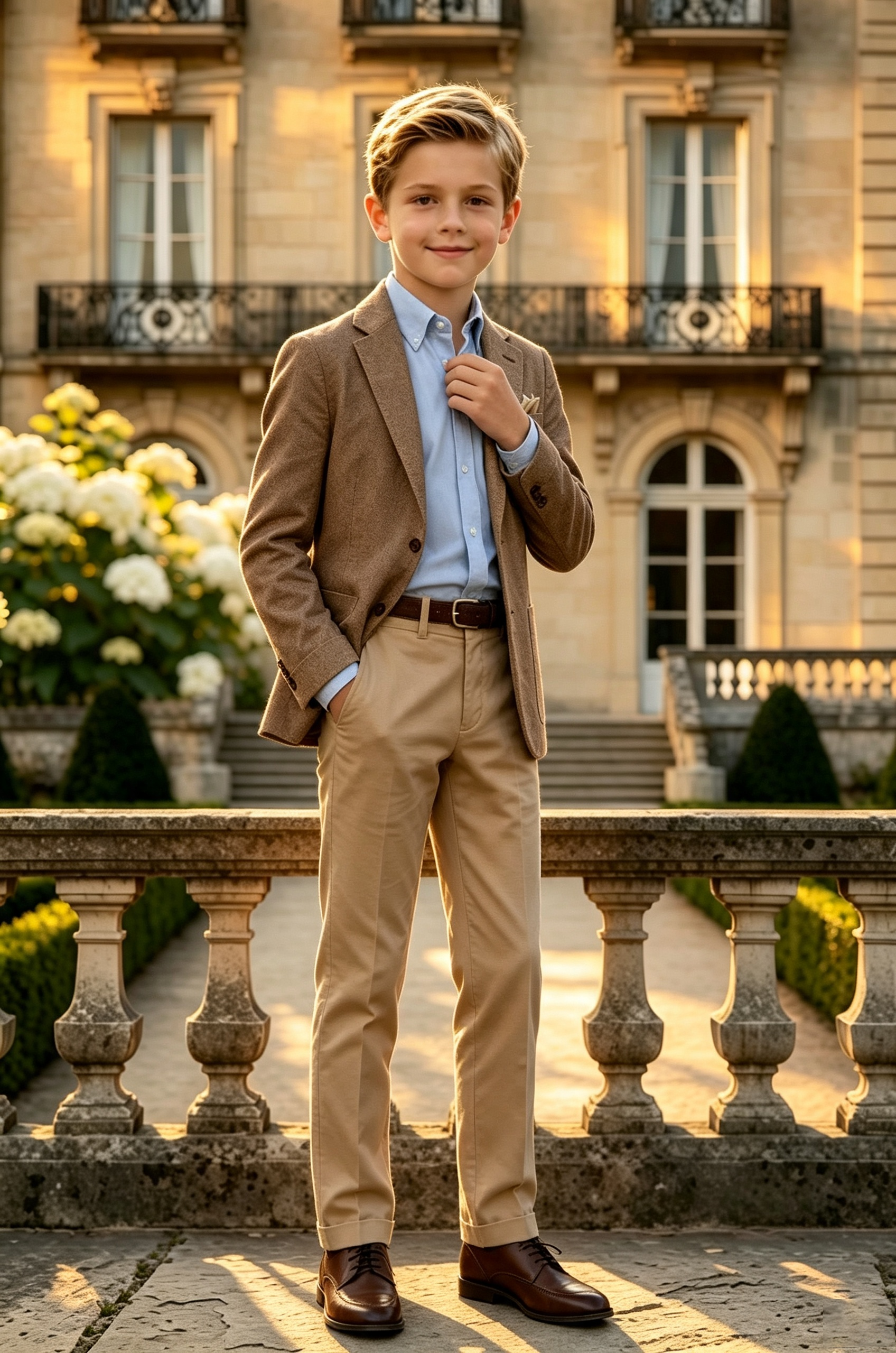 Brown & Khaki Cotton?Linen Blend Single?Breasted 2?Piece Suit Set