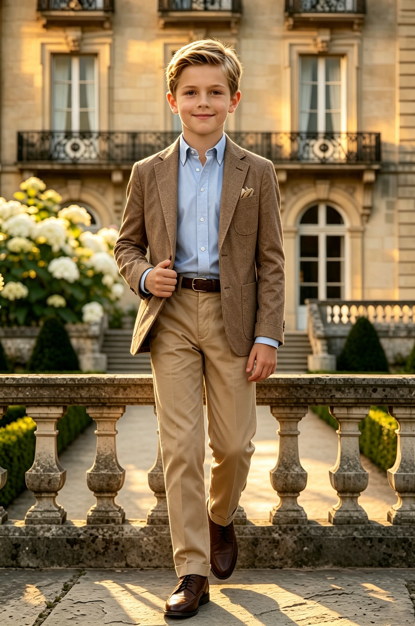 Brown & Khaki Cotton?Linen Blend Single?Breasted 2?Piece Suit Set