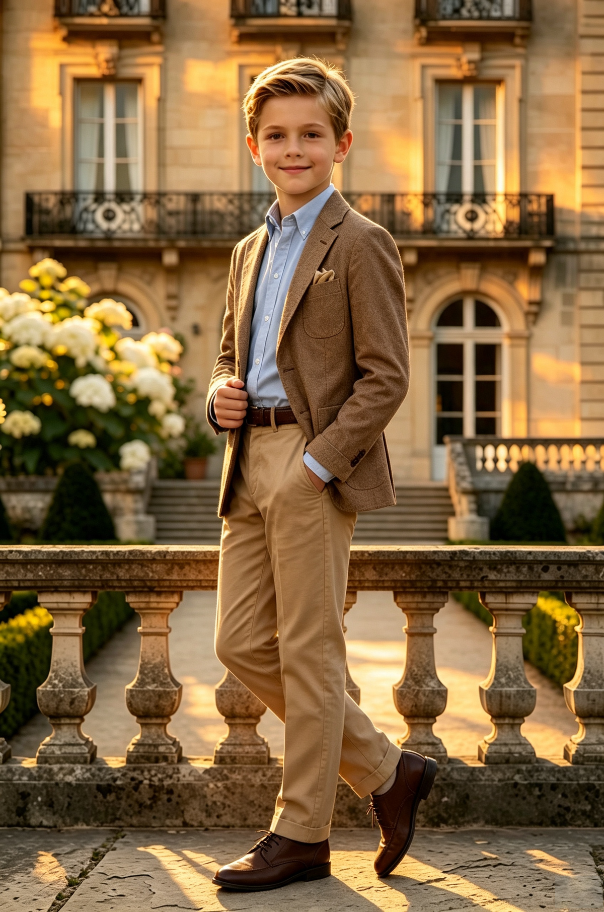 Brown & Khaki Cotton?Linen Blend Single?Breasted 2?Piece Suit Set