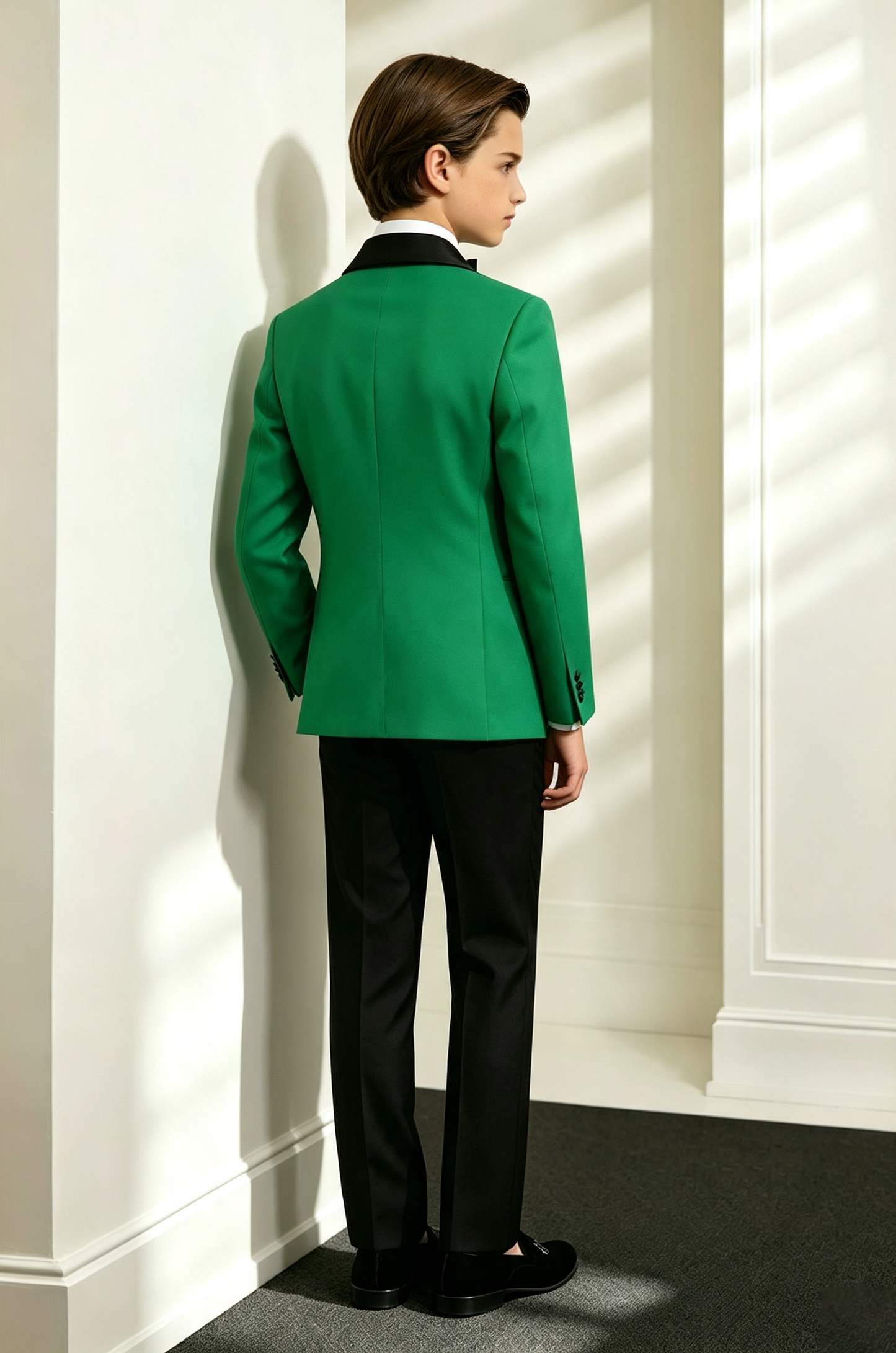 Bright Green Contrast Satin Lapel Single?Breasted 2?Piece Tuxedo Suit Set