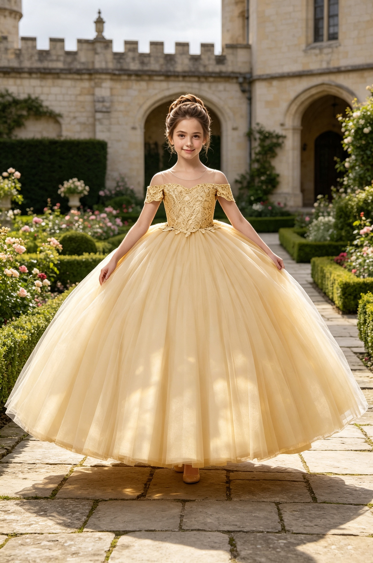 Lavender Off‑The‑Shoulder Lace Tulle Ball Dress