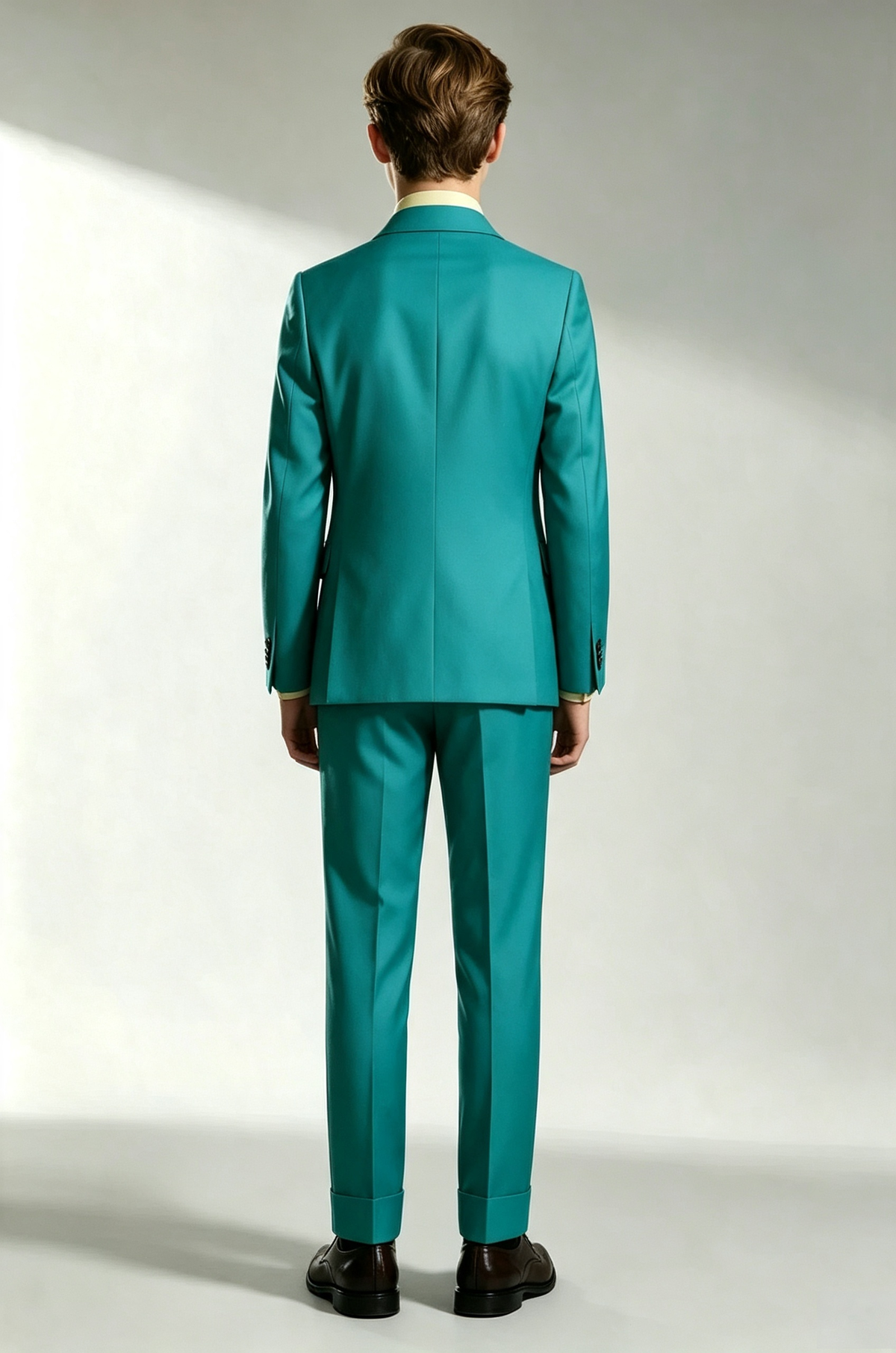 Teal?Blue Serge?Blend Boys 2?Piece Double?Breasted Formal Suit