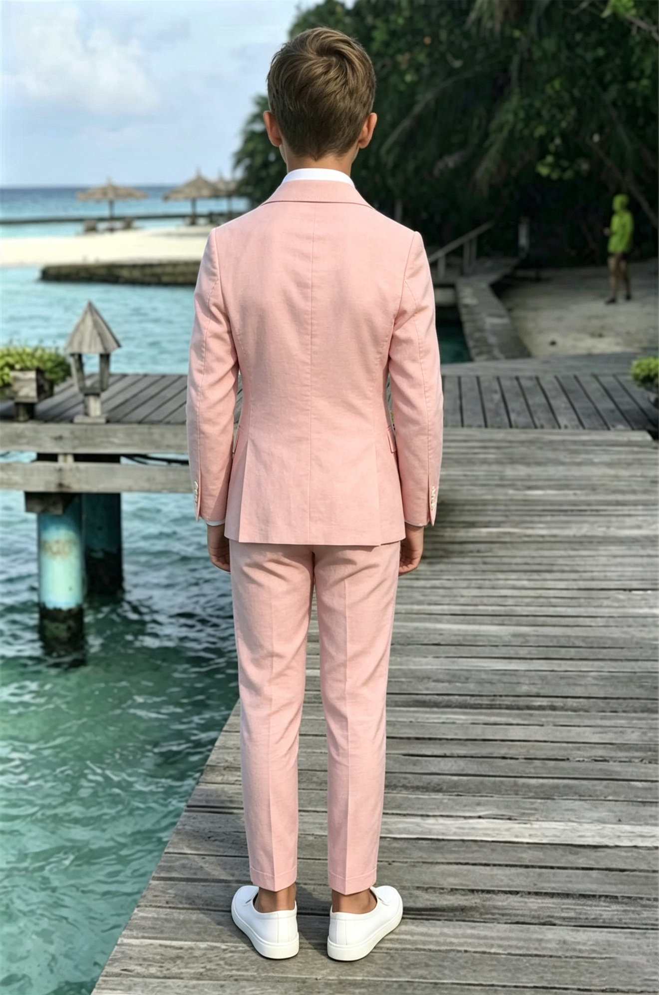 Warm Pink Cotton?Linen?Blend Boys Single?Breasted 2?Piece Suit
