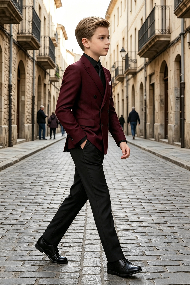 Boys Burgundy Blend 2-Piece Suit for Wedding