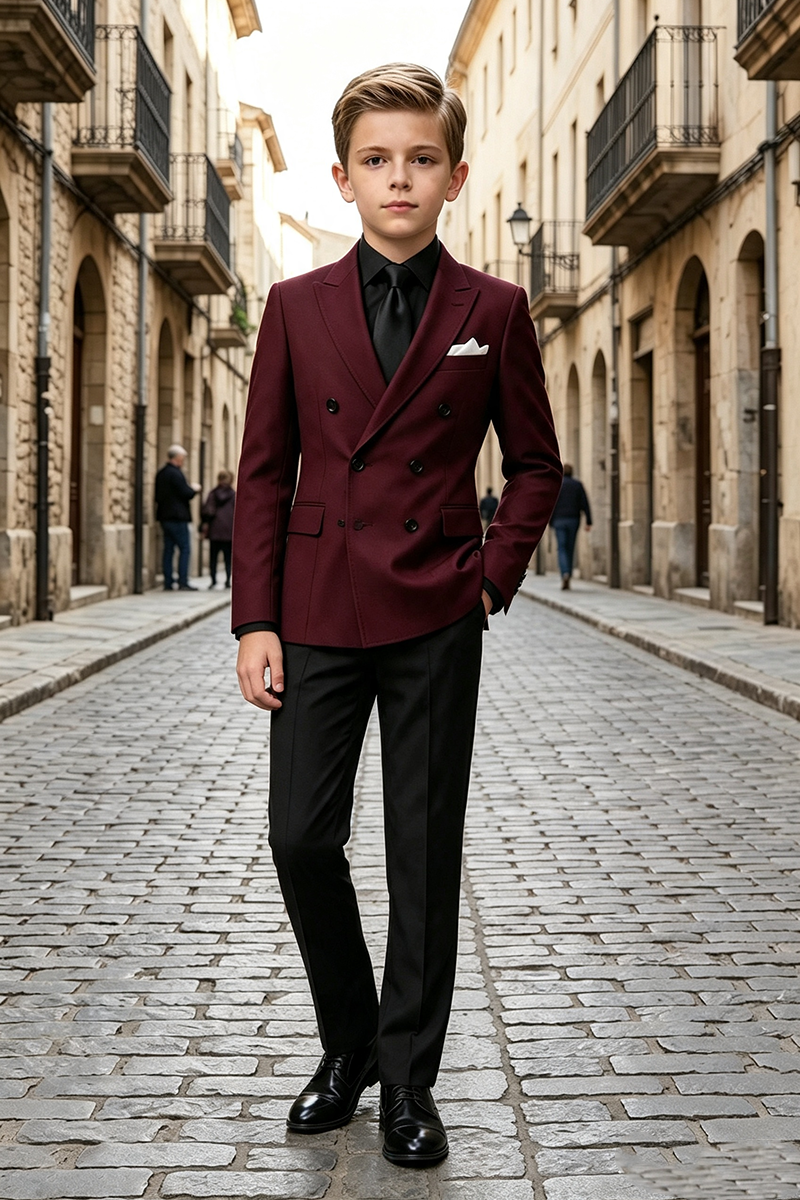 Boys Burgundy Blend 2-Piece Suit for Wedding