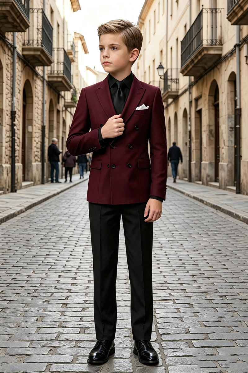 Boys Burgundy Blend 2-Piece Suit for Wedding