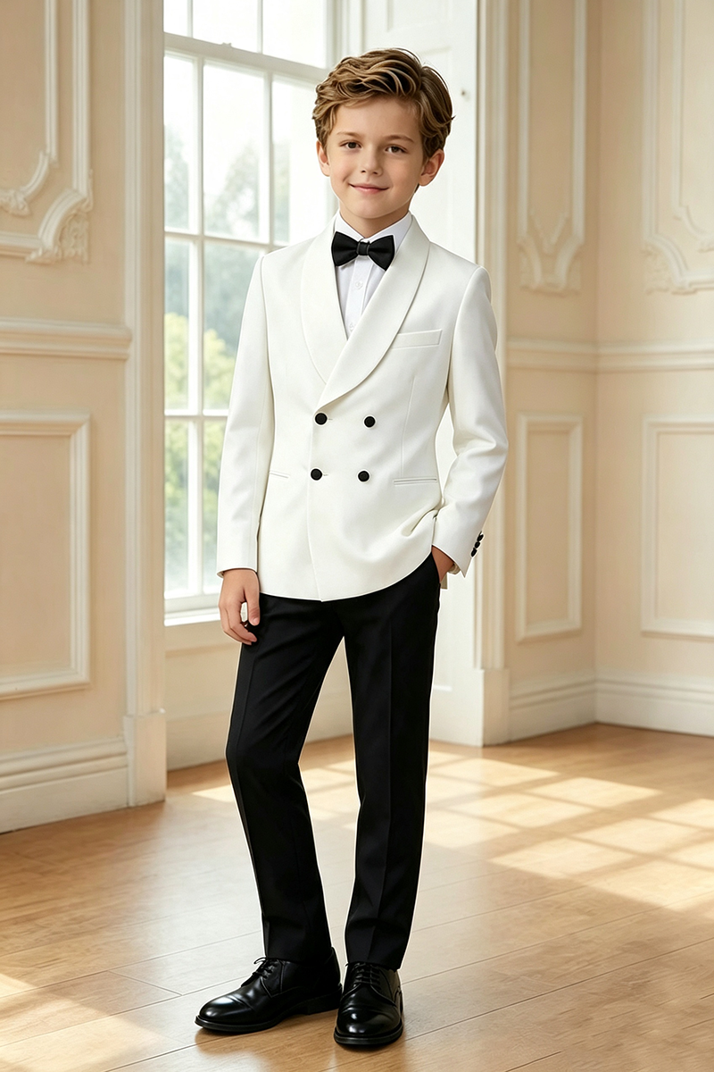 Boys White Shawl Lapel Tuxedo 2-Piece Suit for Wedding