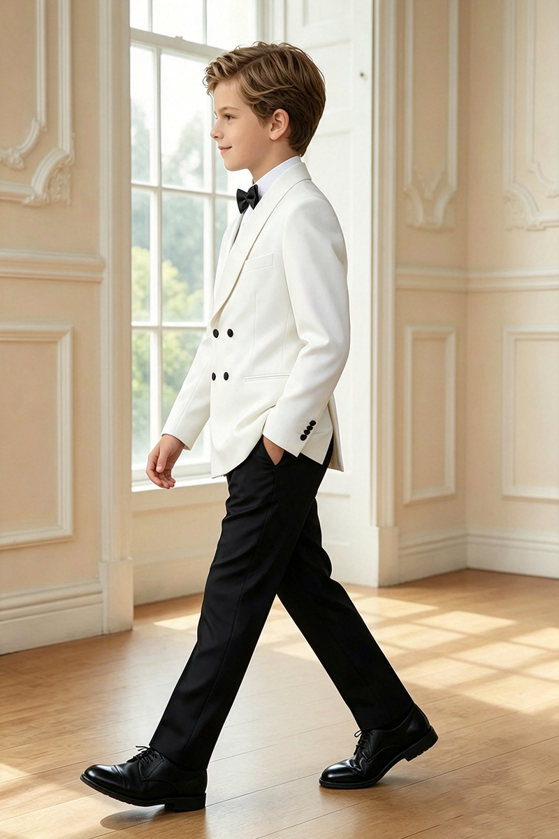Boys White Shawl Lapel Tuxedo 2-Piece Suit for Wedding