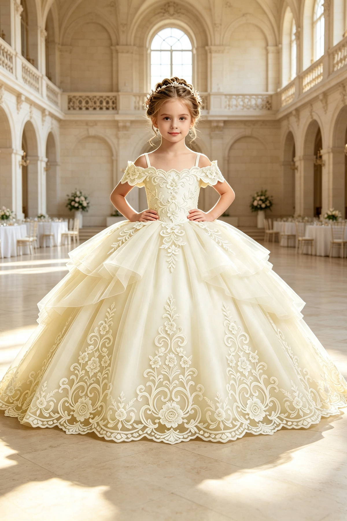 Pink Heavy‑Work Tulle Lace Embroidery Off‑the‑Shoulder Formal Dress