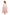 Pink Tulle Round Neck White Leaf Lace Appliqué Flower A‑Line Dress