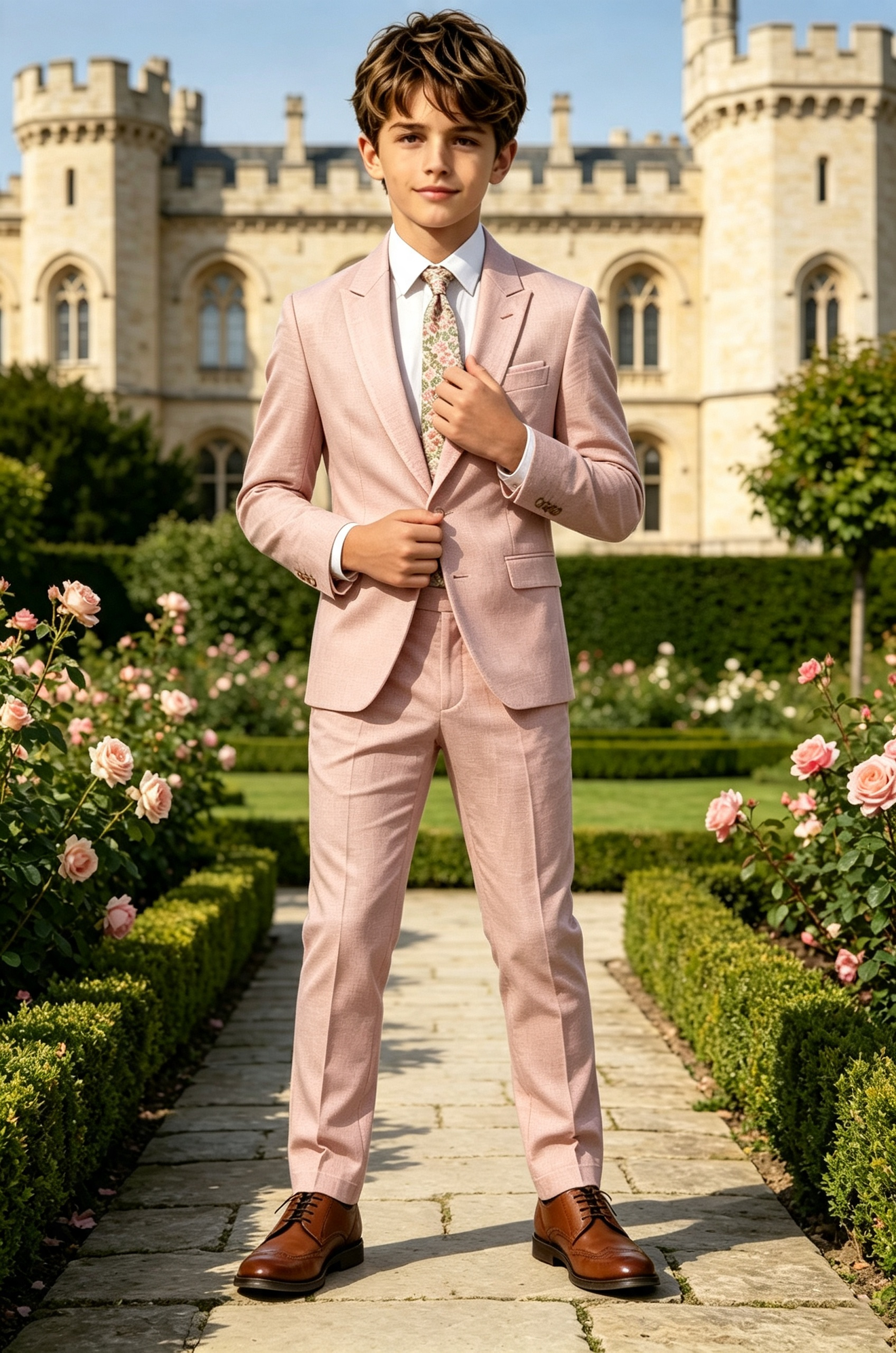 Blush Pink Cotton?Linen Blend Single?Breasted Formal 2?Piece Suit