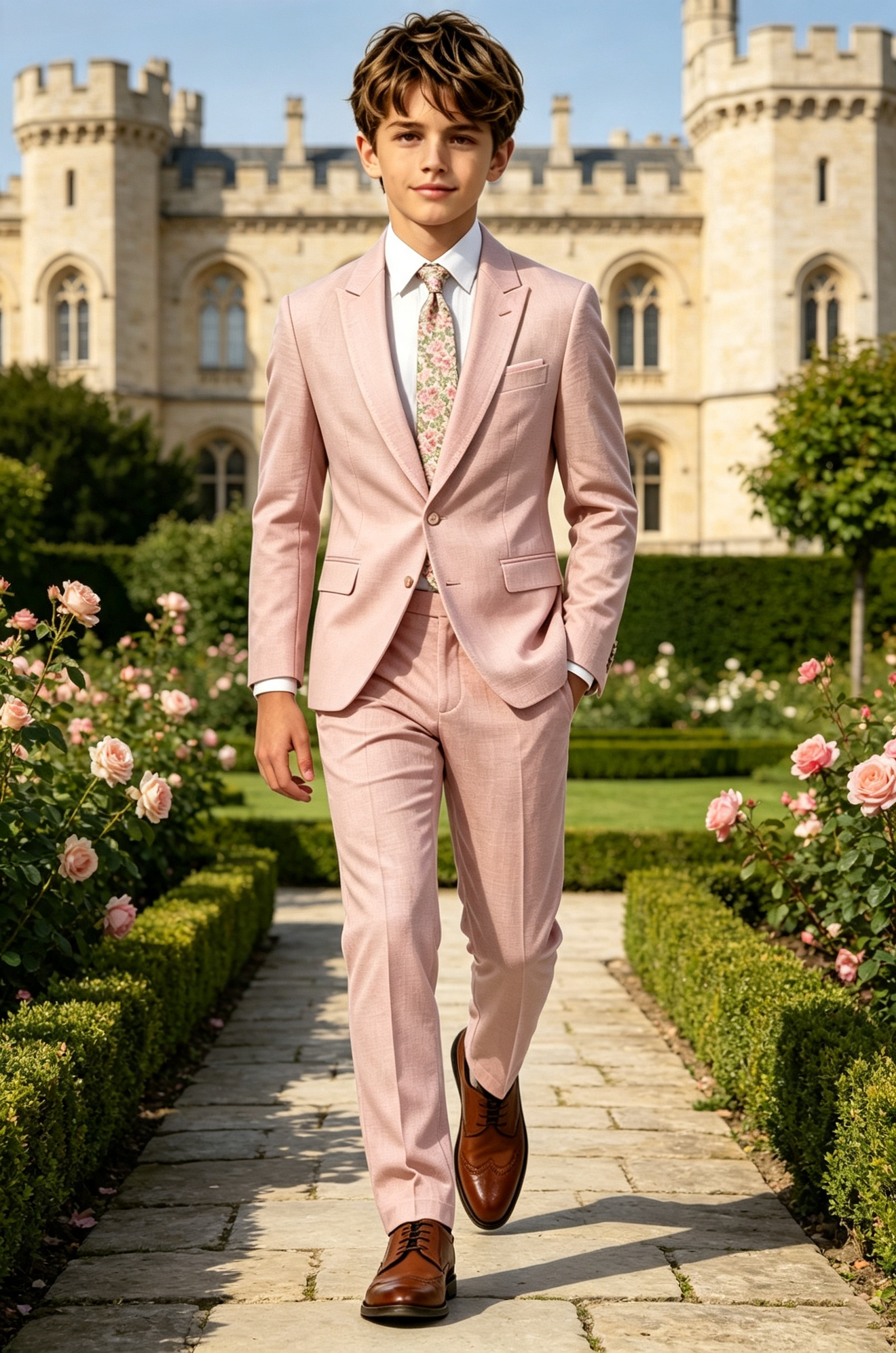 Blush Pink Cotton?Linen Blend Single?Breasted Formal 2?Piece Suit
