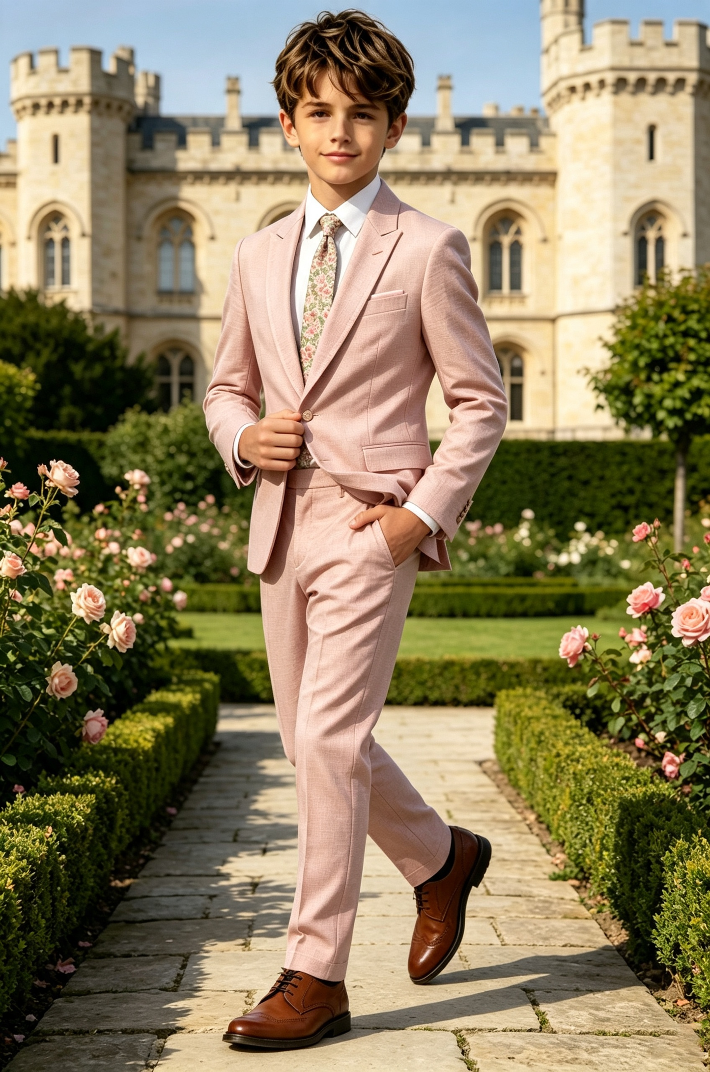 Blush Pink Cotton?Linen Blend Single?Breasted Formal 2?Piece Suit