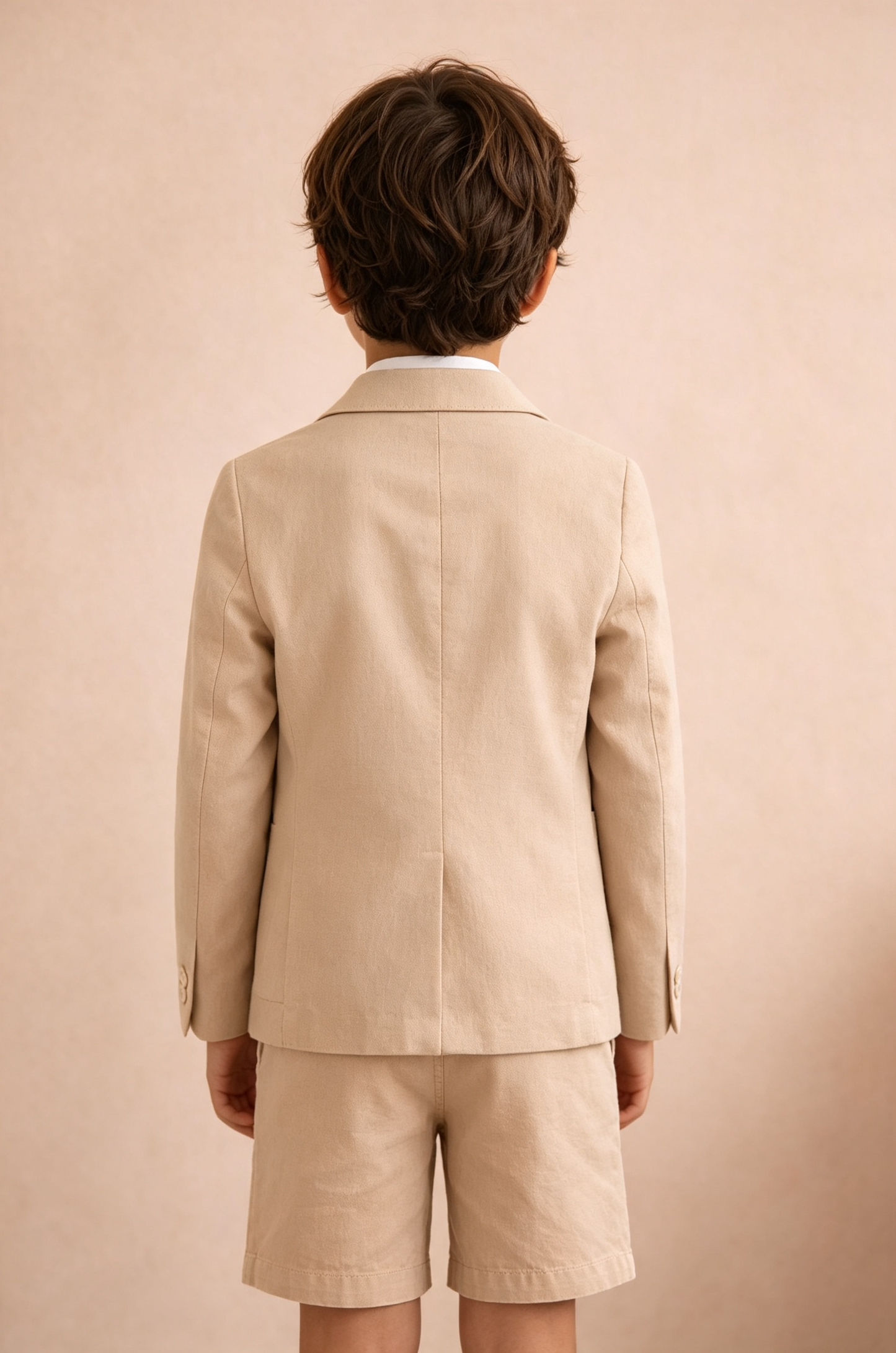 Beige Linen?Blend Single?Breasted Blazer Shorts 2?Piece Suit
