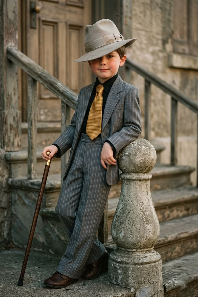 Dark Grey Pinstripe Serge?Blend Single?Breasted 2?Piece Suit