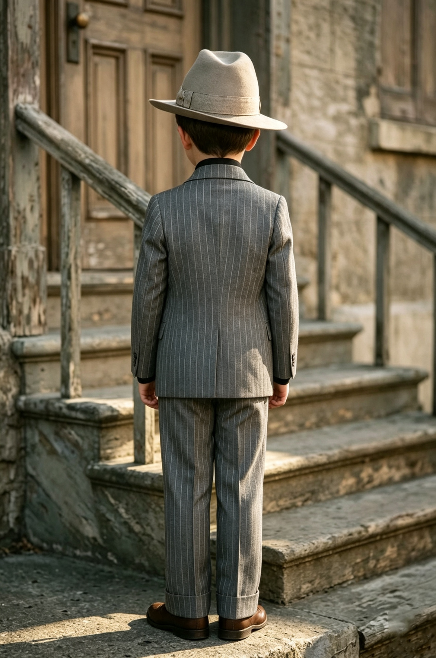 Dark Grey Pinstripe Serge?Blend Single?Breasted 2?Piece Suit