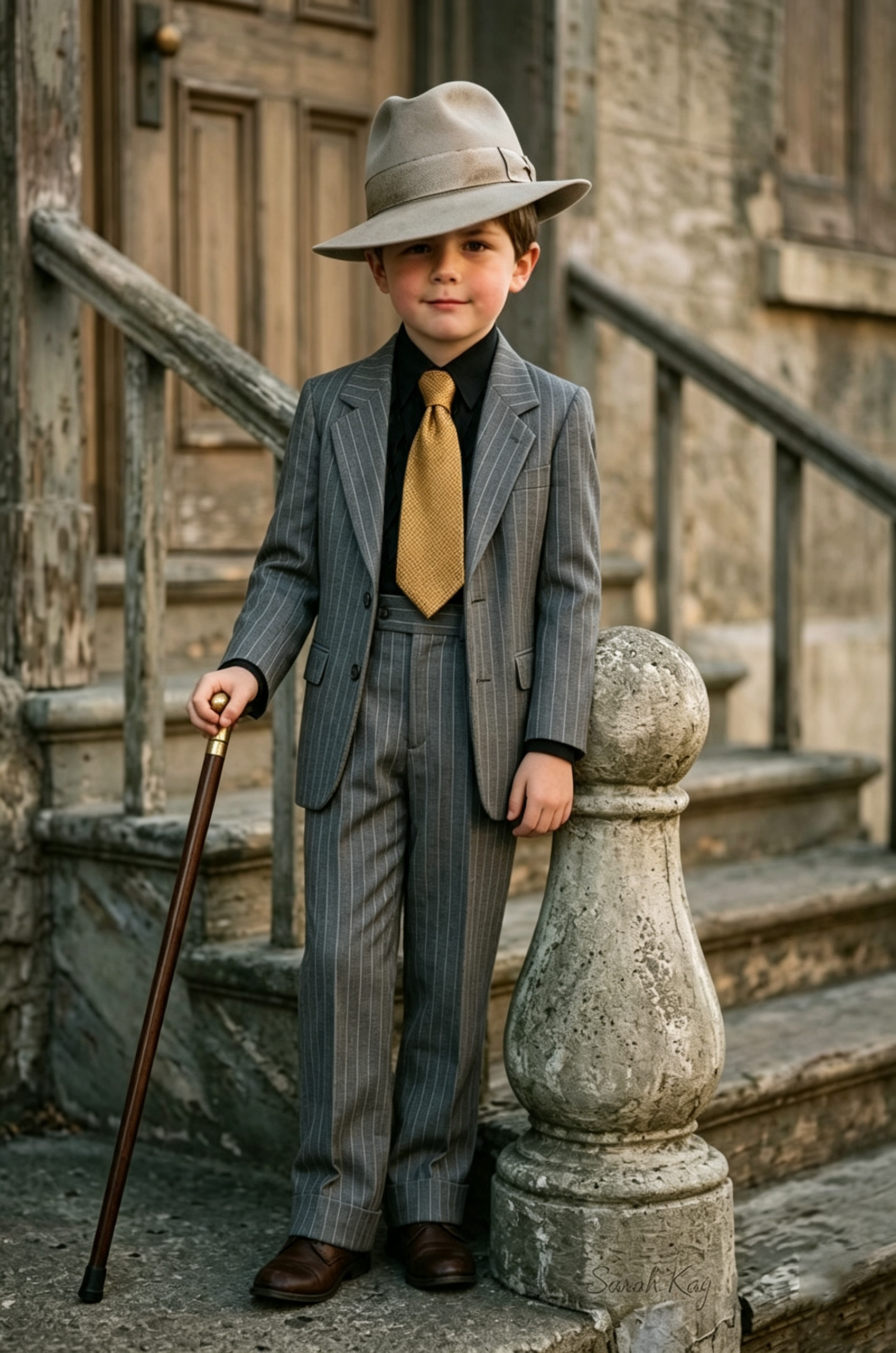 Dark Grey Pinstripe Serge?Blend Single?Breasted 2?Piece Suit