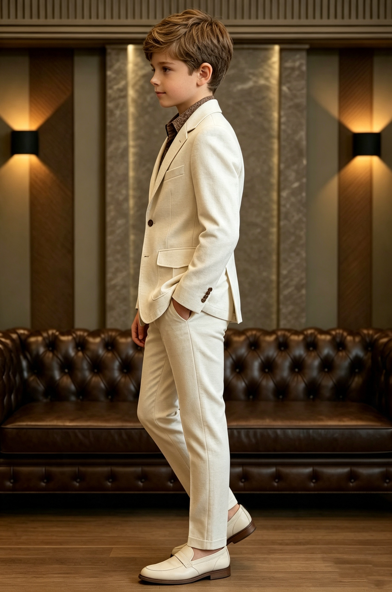 Beige Linen‑Blend Single‑Breasted Formal 2‑Piece Suit
