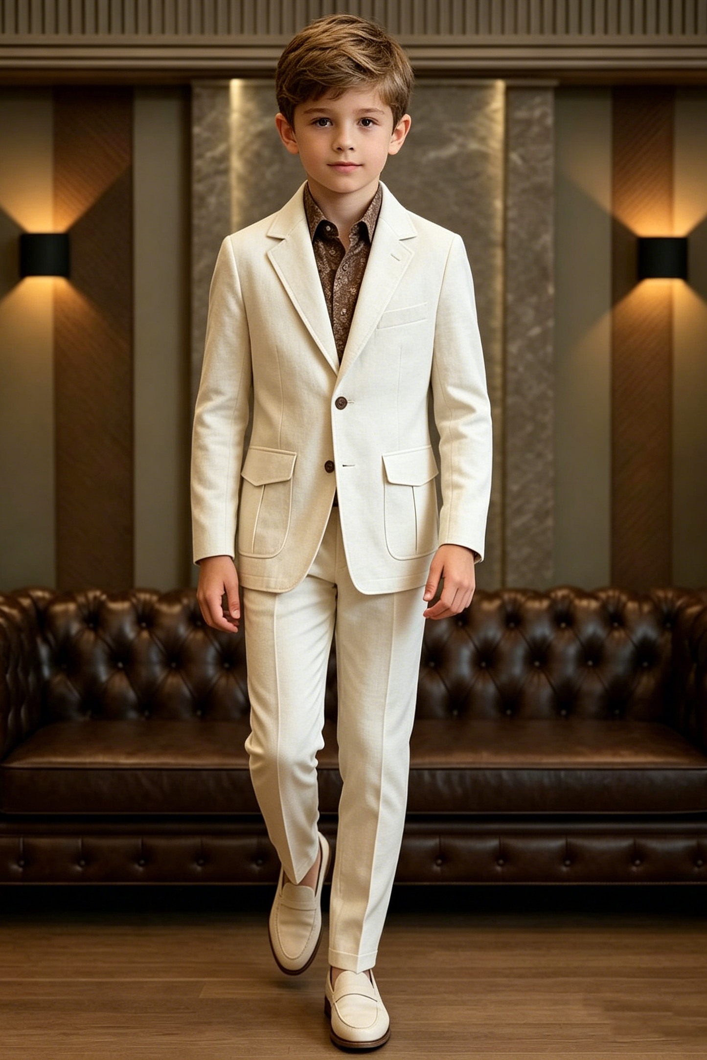 Beige Linen‑Blend Single‑Breasted Formal 2‑Piece Suit