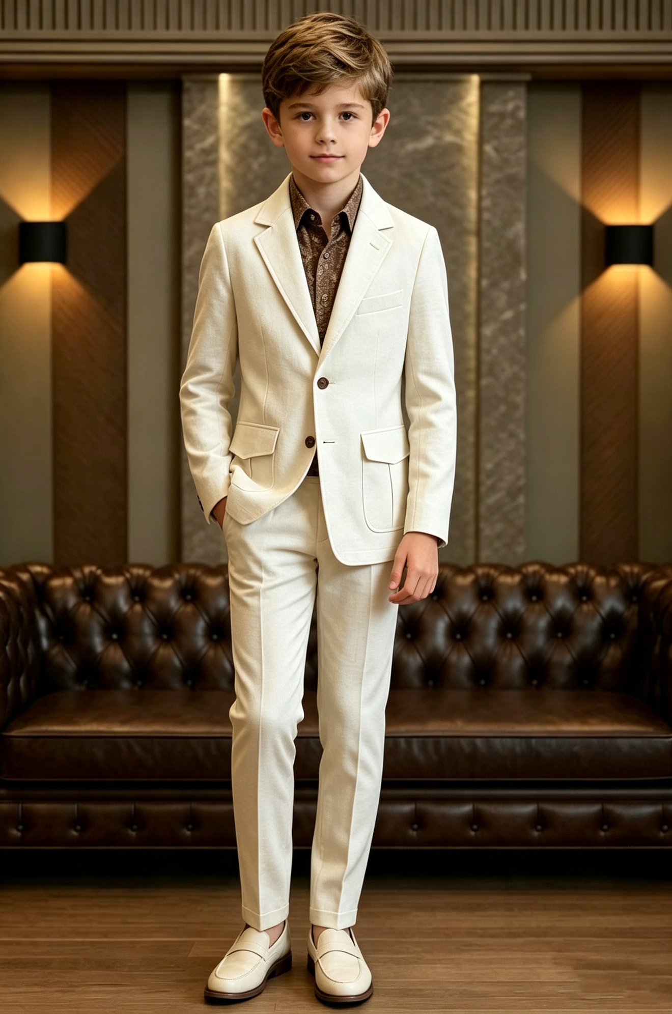 Beige Linen‑Blend Single‑Breasted Formal 2‑Piece Suit