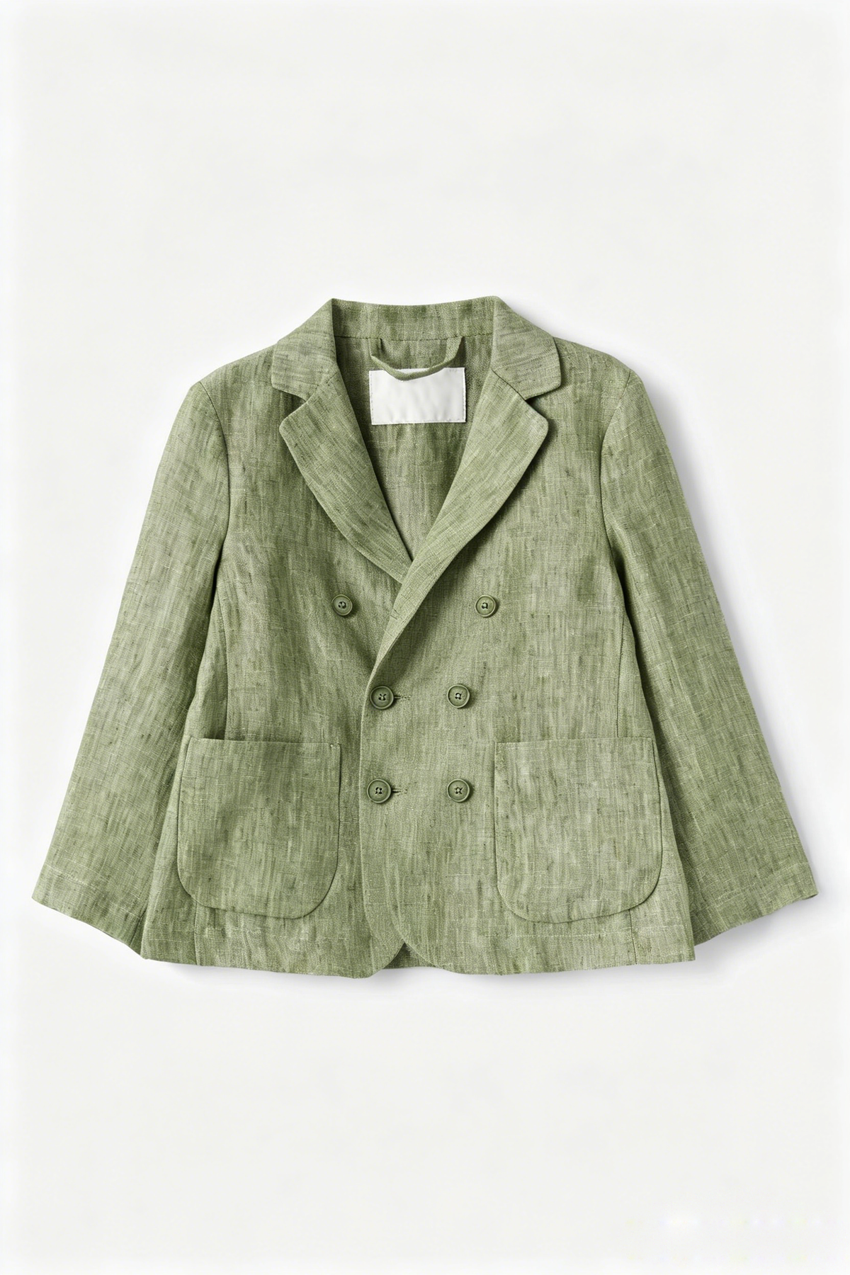 Sage‑Green Linen‑Blend Double‑Breasted Casual‑Formal Jacket Blazer