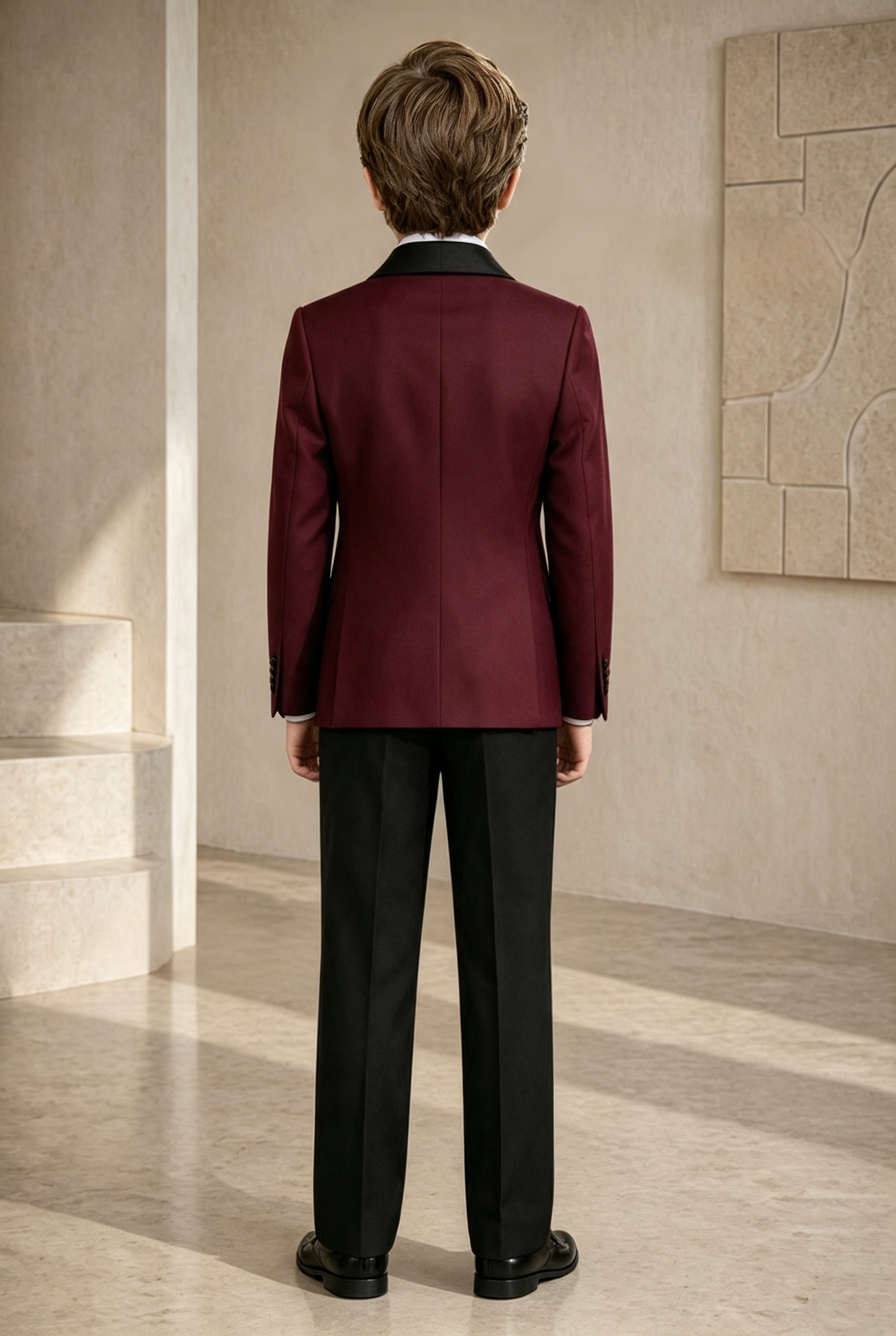 Deep Burgundy Serge‑Blend Double‑Breasted 2‑Piece Tuxedo Suit
