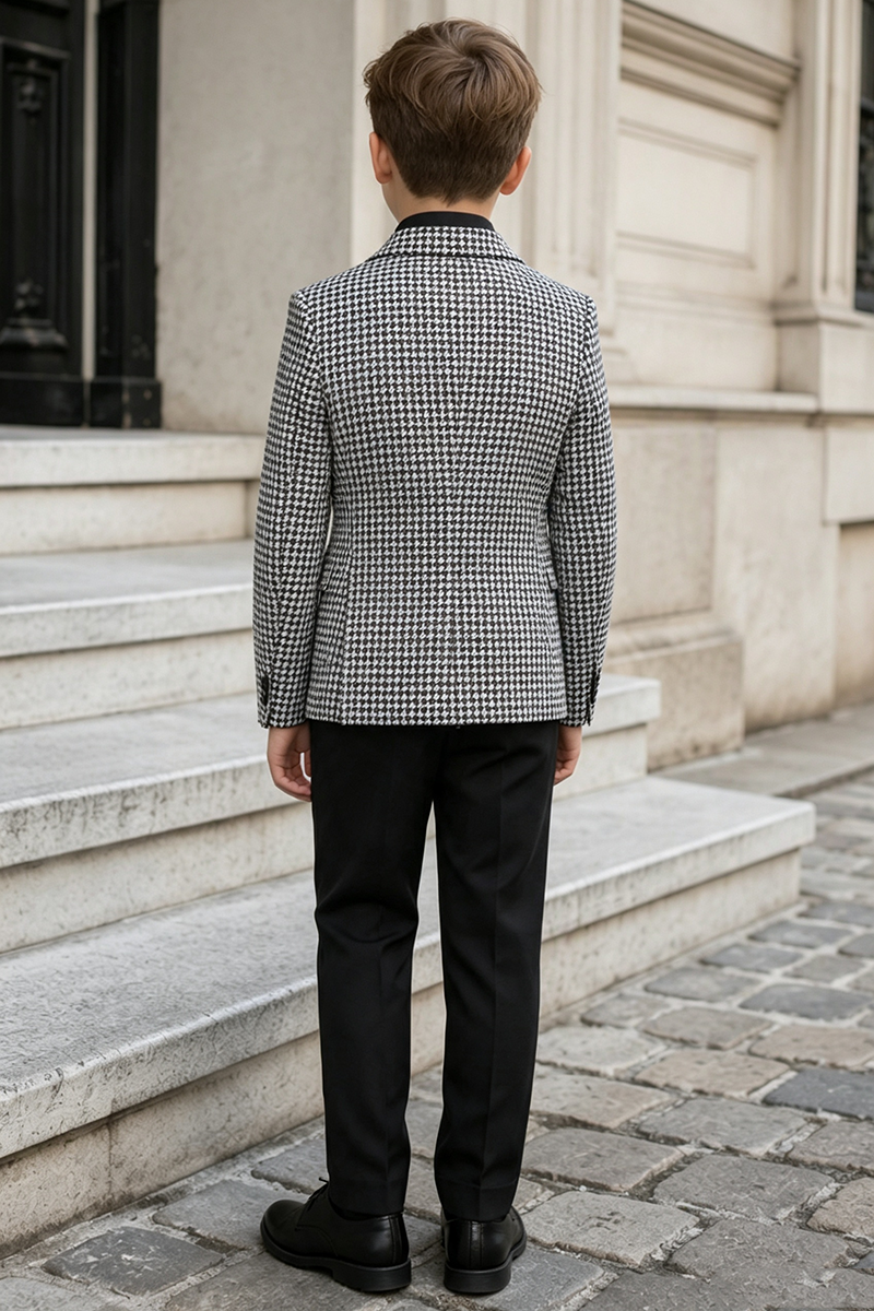 Boys Houndstooth Pattern with Classic Notch Lapel  2-Piece Suit for Weddings