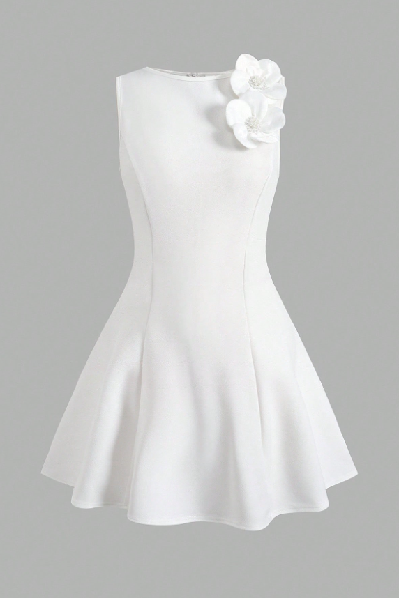 Light‑Green Crepe 3D Floral Shoulder A‑Line Formal Dress
