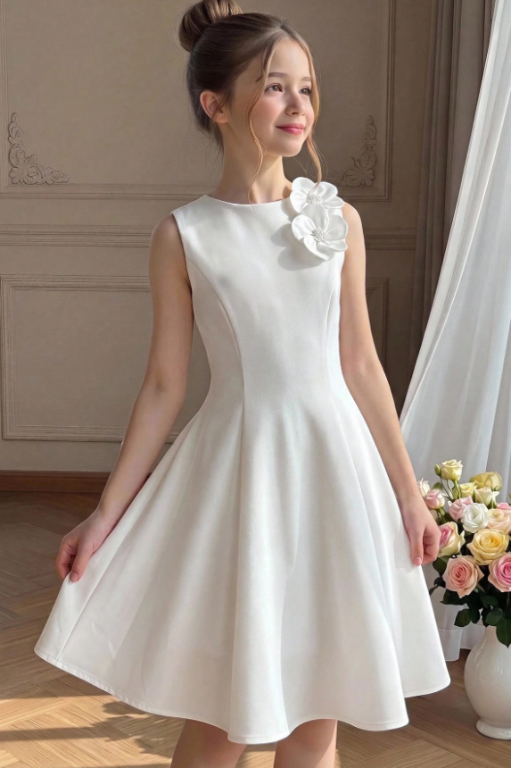 Light‑Green Crepe 3D Floral Shoulder A‑Line Formal Dress