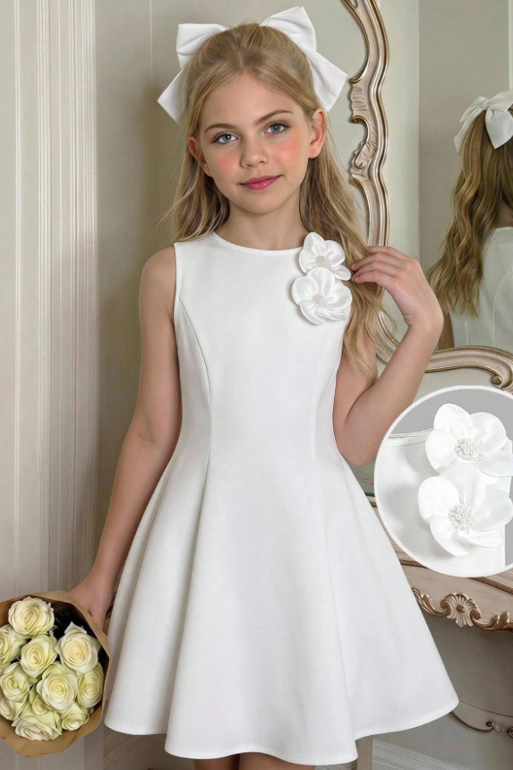 Light‑Green Crepe 3D Floral Shoulder A‑Line Formal Dress