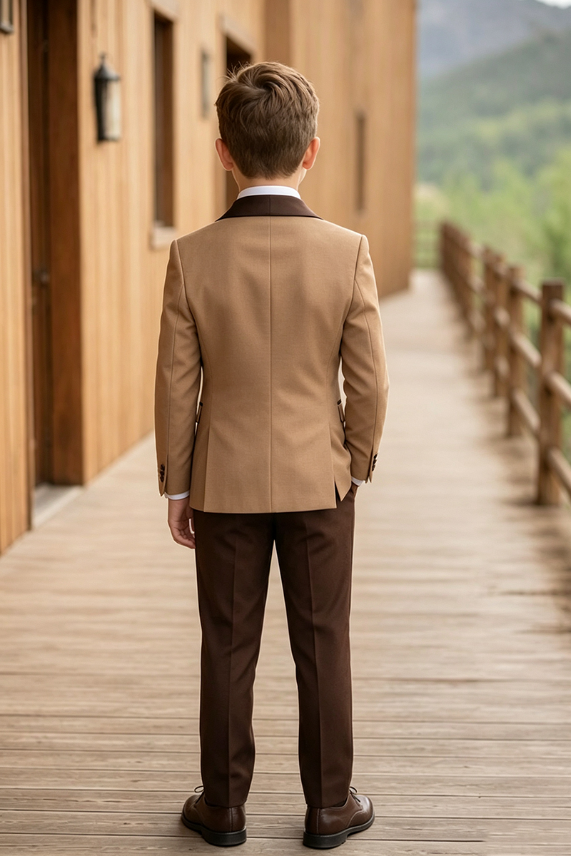 Boys Camel Blend Tuxedo 2-Piece Suit for Weddings
