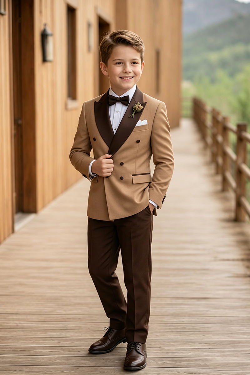 Boys Camel Blend Tuxedo 2-Piece Suit for Weddings