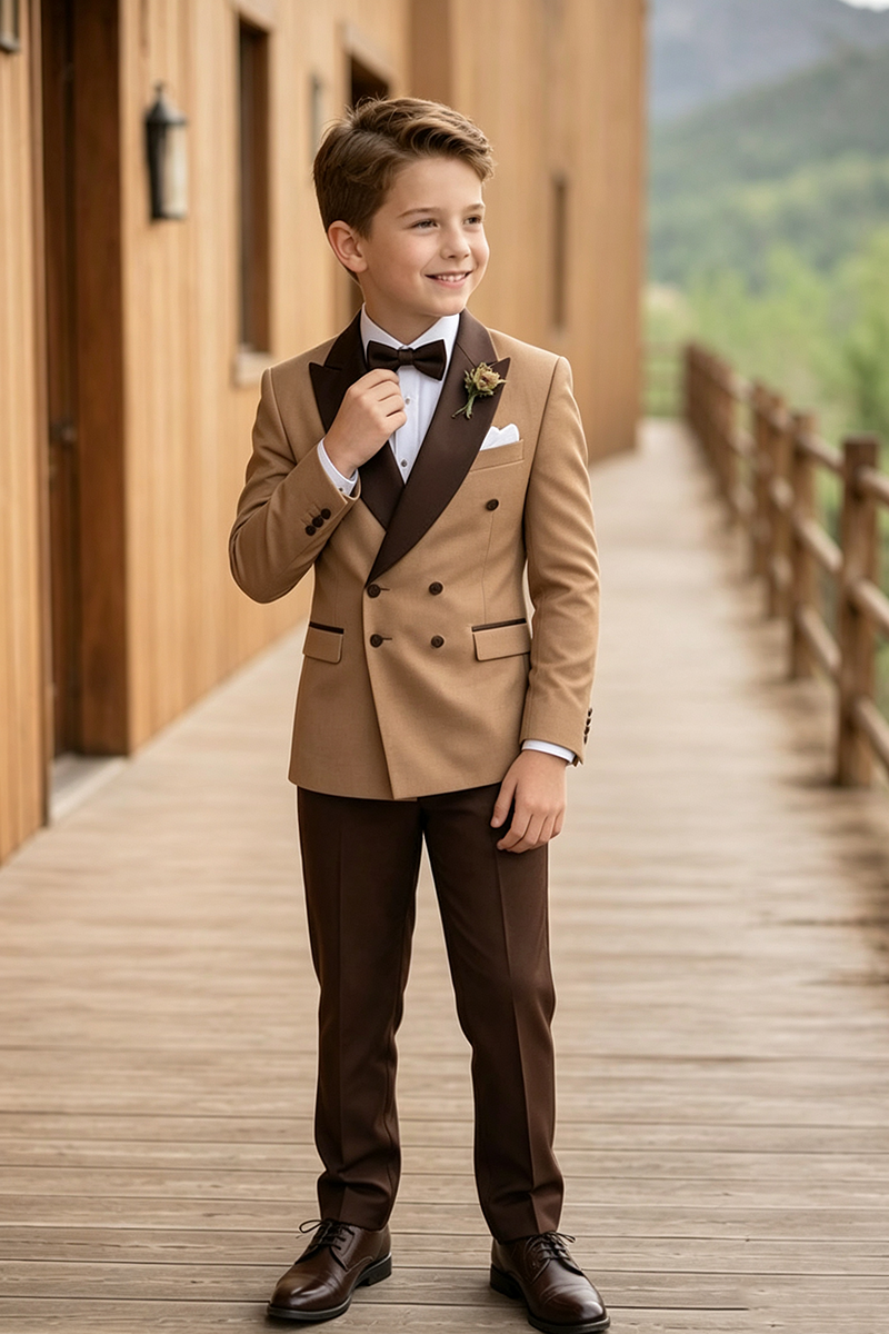 Boys Camel Blend Tuxedo 2-Piece Suit for Weddings