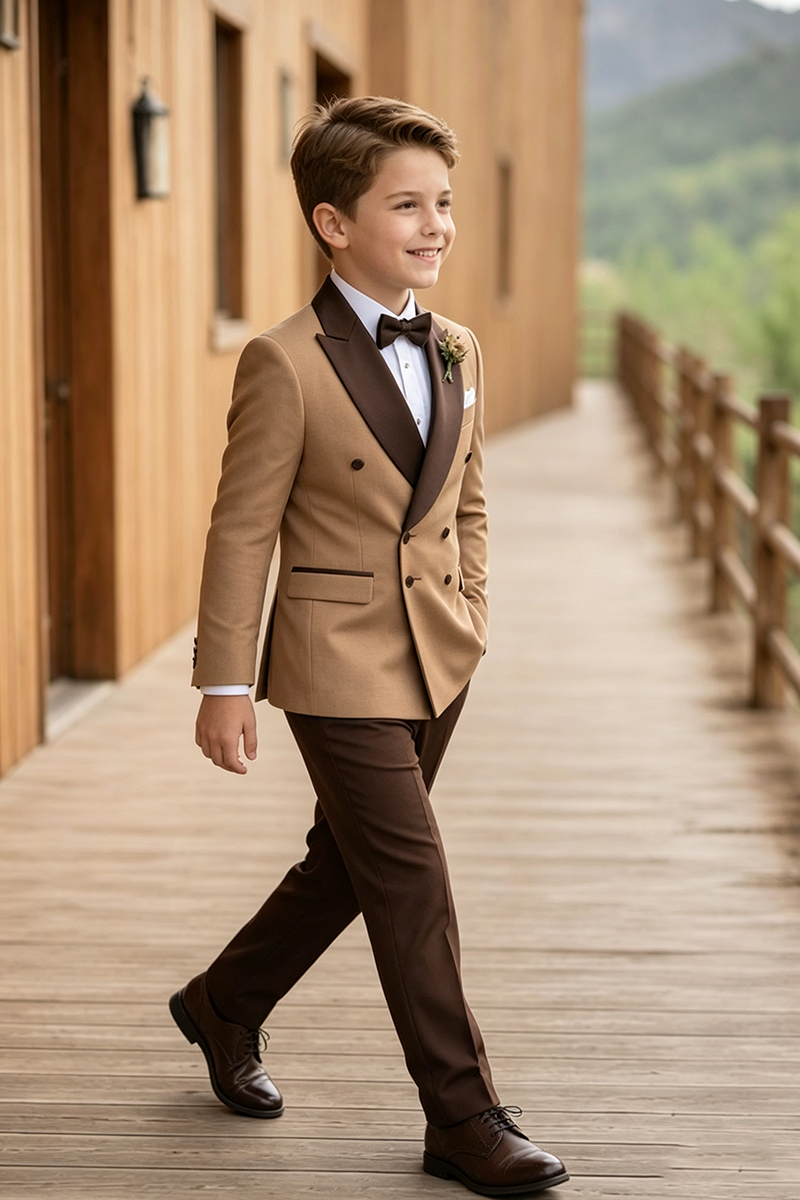 Boys Camel Blend Tuxedo 2-Piece Suit for Weddings