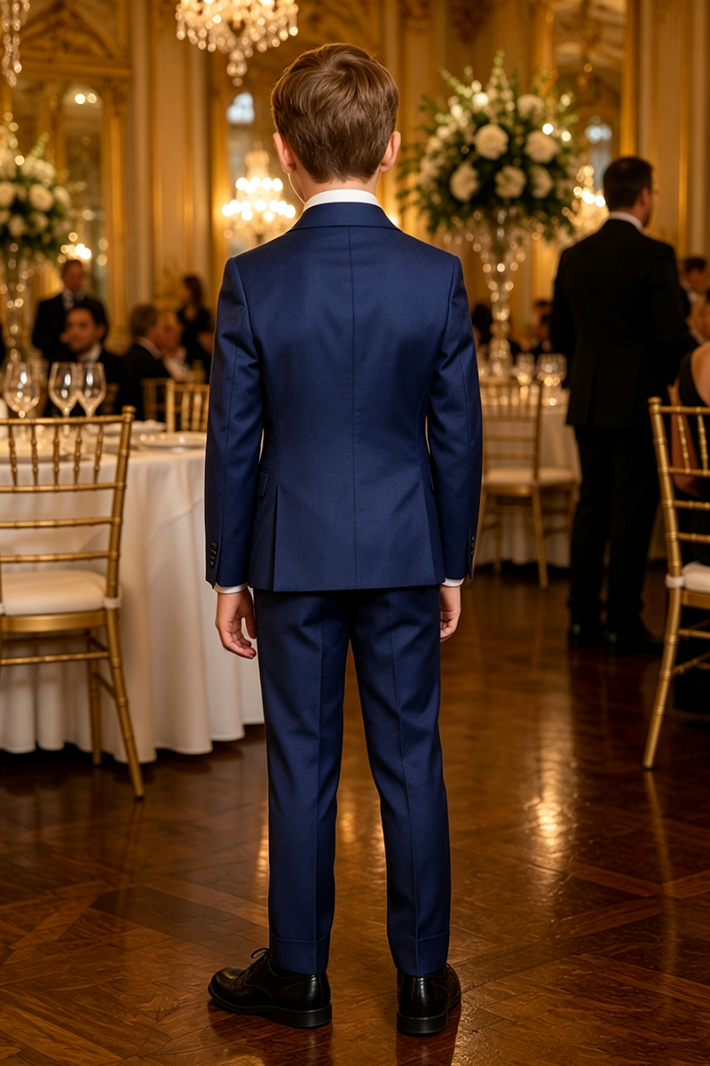 Boys Navy with Tailored Formal Silhouette 2-Piece Suit for Weddings